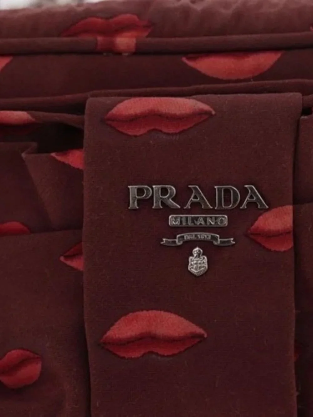 PRADA Chain Shoulder Bag Nylon Bordeaux Silver Auth BA10089 - Picture 12 of 16